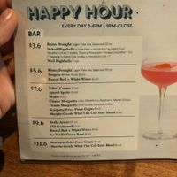 Happy hour drink menu at Earls Kitchen + Bar - Robson in Vancouver