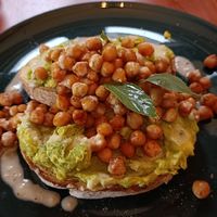 Vegan Breakfast: Avocado toast with curried chickpeas at The Source Cafe in Siem Reap