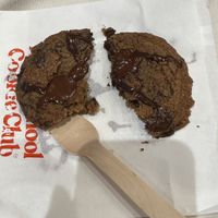 Half eaten choc chip  at The After School Cookie Club in East London