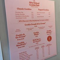 Menu   at The After School Cookie Club in East London