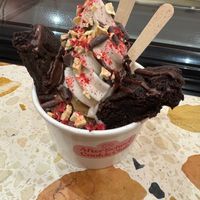 Cookie monster (cookie dough + soft serve + cookie) at The After School Cookie Club in East London