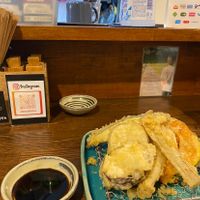 Vegetable tempura  at Menkui Kinya in Kyoto