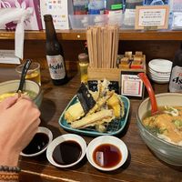 Veg udon in the right  at Menkui Kinya in Kyoto