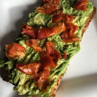 Avocado tomato gluten free toast at Sullivan Brothers Coffee Company in Uniontown
