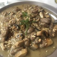 Schwarze Gnocchi mit Pilzsauce at Amaltheia in Katerini