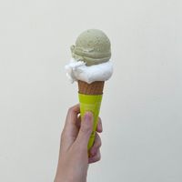 Vegan pistachio and "white" (both with a rice milk base) at Martinucci Laboratory in Polignano A Mare