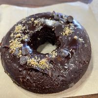 Yummy chocolate vegan doughnut  at First Avenue Coffee in Spokane