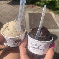 Hazelnut and chocolate ice cream  at Mali Čoko in Slovenske Konjice