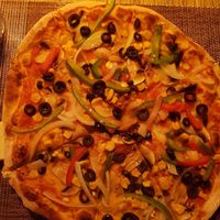 Vegan pizza with mushrooms at La Strega in Panama City