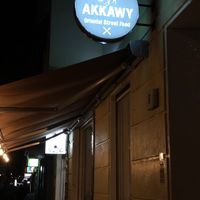 Restaurant sign at Akkawy in Berlin