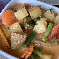 Pineapple curry with mock chicken  at Rice By Mama in Ventura