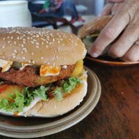Chilli chicken burger at FTP Vegan Eats in Rotorua