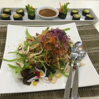 Raw Phad Thai and Avocado sushi at Ariya Organic Cafe in Bangkok