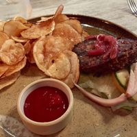 Vegan burger  at Cork & Flame in Evans