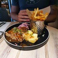 Jerk tofu with spicy fries at Turtle Bay in Cardiff