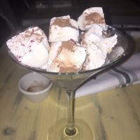 Coconut ice cream dusted with cacao at Lyn-Genet's Kitchen in New York City