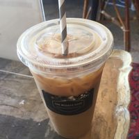 Latte with oat milk and sweetened with maple agave syrup at The Modern Rose in Deerfield Beach