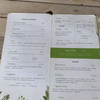 Menu at Las Robles in Puerto Morelos