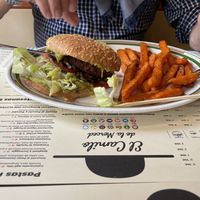 Vegan burger & sweet potato fries   at El Camilo de la Merced in Huelva