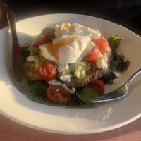 Smashed Avocado with Poached Eggs at Kafe Kaos in Lorne