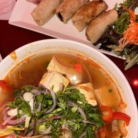 Tom yum and crispy spring noodles (veg and GF)  at Luc Lac Vietnamese Kitchen in Portland