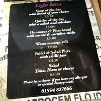 Menu  at Greenhill Coffee House in Cinderford