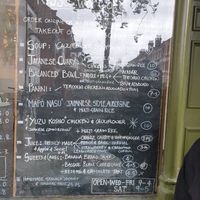 Menu board at Kissa Wa in North London
