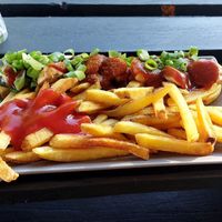 Vegan Currywurst with Fries at H7 in Luebeck