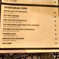 Vegetarian menu at Khanh's Kitchen in Hoi An