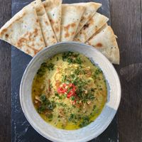 hummus with pita bread at Bla Bla in Vevey