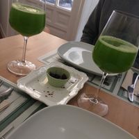 Parsley lemonade (delicious!) at Makalu Veggie in Alicante