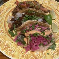 Three tacos  at Sugar Taco in Los Angeles