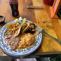 3 taco plate w veggie, v-carnitas and v-al pastor tacos    at Sugar Taco in Los Angeles