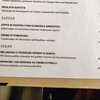 Menue at Gusto's in Rupperswil