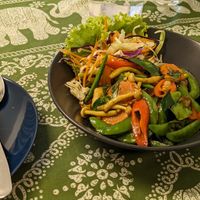 red curry sugar snap peas at 29 Coffties in Chiang Mai