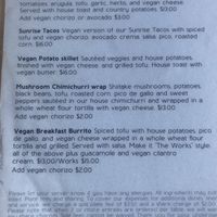Vegan Dishes on the menu  at The Wild Plum Cafe in Monterey