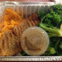 tempeh with smashed sweet potatoes  at The Green Bean Cafe in New York City