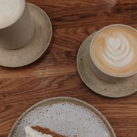 Chai Latte and Cappuccino (both with oatmilk) at Timm's Café in Darmstadt