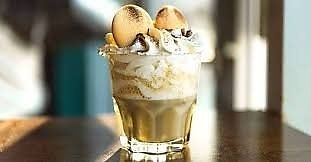 Rum and walnut flavoured coffee(without the cream it's vegan, if asked with plant milk) at Cafe Frei in Budapest