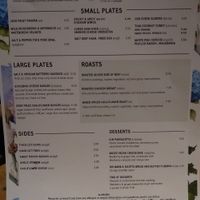 Menu at Allotment in Manchester