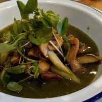 Wild mushroom & asparagus with watercress veloute at Allotment in Manchester