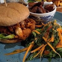Cauliflower jackfruit burger at Allotment in Manchester