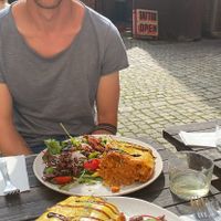 Vegan lasagna with side salad  at Café Holmgången in Malmo