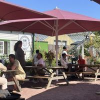 Sitting area outside  at Slottsträdgårdens Kafé in Malmo