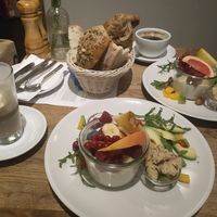 Vegan breakfast and coffee with soy milk at Menami in Bochum