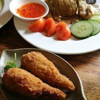 Tofu drumsticks and "chicken" at Water Drop Vege Cafe at Fo Guang Shan Temple in Auckland