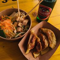 Dan Dan noodles with tofu plus vegan dumplings  at Hao Hao Chi - Kiosk in South East London