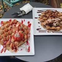 Bubble waffles with different flavors and toppings (all vegan) - yummy! at Katchi Ice Cream - Savignyplatz in Berlin