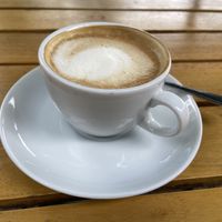 Soy milk cappuccino  at Kaffeegarten auf der Liegewiese in Berlin