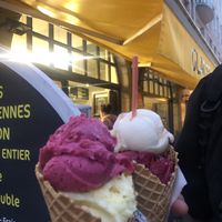 Hibiscus and pineapple left, pear and cassis on the right at Captain'ice in Saint-malo